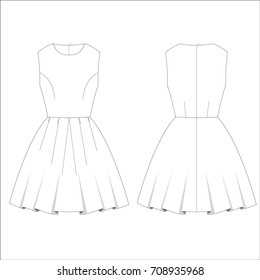 technical drawing sketch dress vector illustration 
