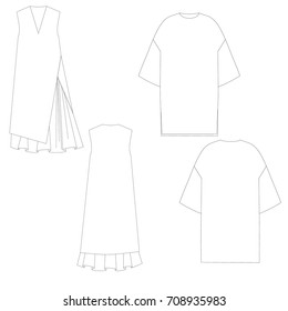 technical drawing sketch dress vector illustration 