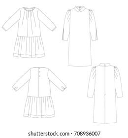 technical drawing sketch dress vector illustration 