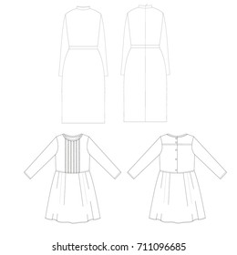technical drawing sketch dress vector illustration