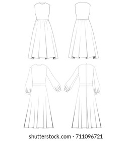 technical drawing sketch dress vector illustration