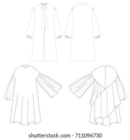 technical drawing sketch dress vector illustration