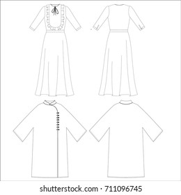 technical drawing sketch dress vector illustration