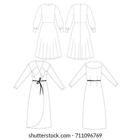 technical drawing sketch dress vector illustration