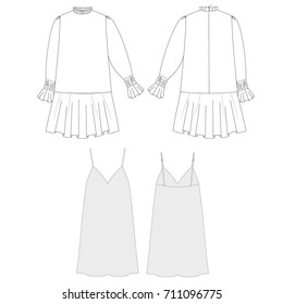 technical drawing sketch dress vector illustration