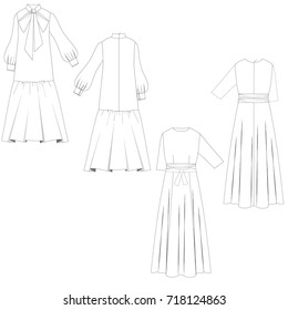 technical drawing sketch dress vector illustration 