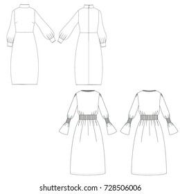 technical drawing sketch dress vector illustration 