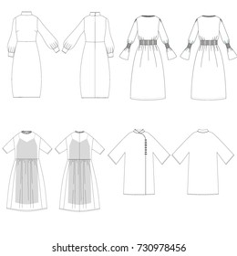 technical drawing sketch dress vector illustration 