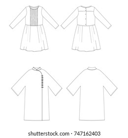 technical drawing sketch dress vector illustration 