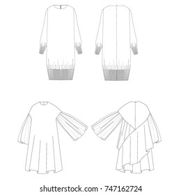technical drawing sketch dress vector illustration 