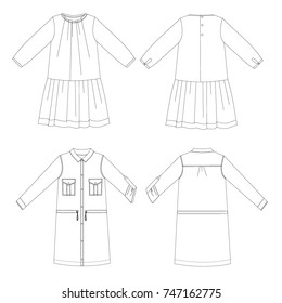technical drawing sketch dress vector illustration 