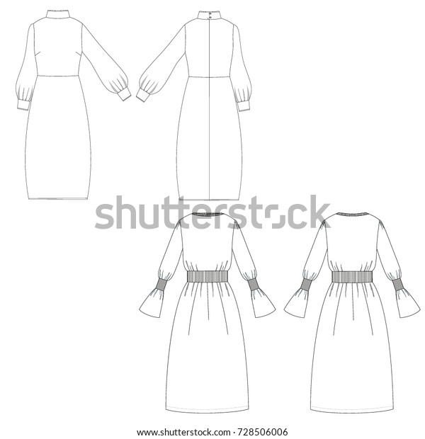 Technical Drawing Sketch Dress Vector Illustration Stock Vector ...