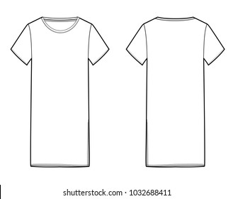 Technical Drawing Sketch Female Long Tshirt Stock Vector (Royalty Free ...