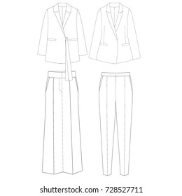 technical drawing sketch jacket trousers vector illustration 
