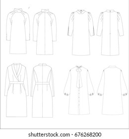 technical drawing sketch set of dress vector illustration 