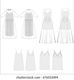 Technical Drawing Sketch Set Dress Vector Stock Vector (Royalty Free ...