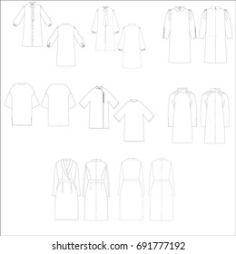 technical drawing sketch set of dress vector illustration 