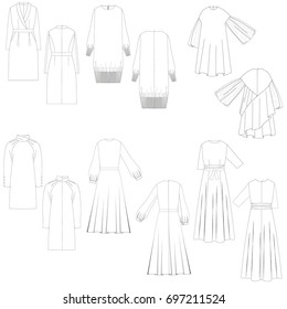 Set Different Types Skirts Thin Line Stock Vector (Royalty Free ...