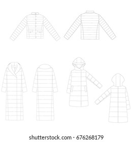 technical drawing sketch set of jacket vector illustration 