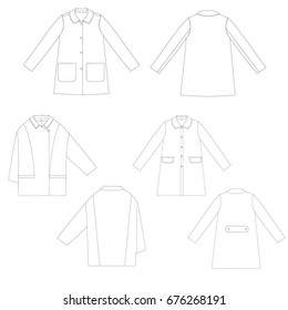 technical drawing sketch set of jacket vector illustration 