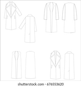 technical drawing sketch set of jacket vector illustration