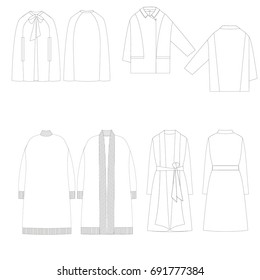 technical drawing sketch set of jacket  vector illustration 