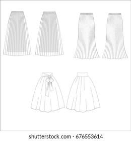 technical drawing sketch set of skirt vector illustration