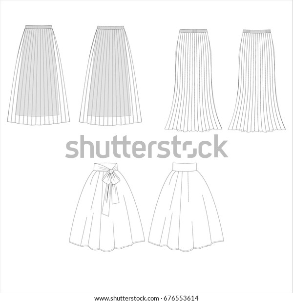 Technical Drawing Sketch Set Skirt Vector Stock Vector (Royalty Free ...