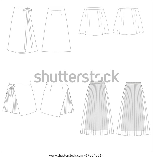 Technical Drawing Sketch Set Skirt Vector Stock Vector (Royalty Free ...