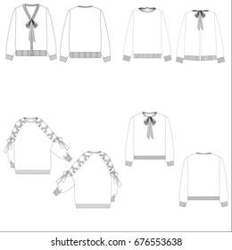 technical drawing sketch set of sweater vector illustration