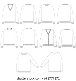 technical drawing sketch set of sweater vector illustration 