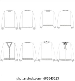 technical drawing sketch set of sweater vector illustration 