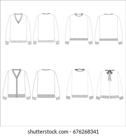 technical drawing sketch set of sweaters vector illustration 