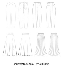 Technical Drawing Sketch Skirt Trousers Vector Stock Vector (Royalty ...