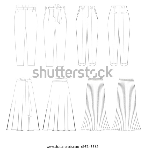 Technical Drawing Sketch Skirt Trousers Vector Stock Vector (Royalty ...