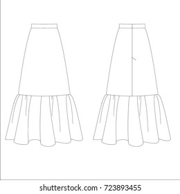 technical drawing sketch skirt vector illustration 
