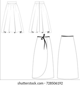 technical drawing sketch skirt vector illustration 