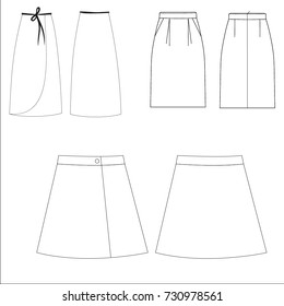 technical drawing sketch skirt vector illustration 