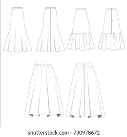 technical drawing sketch skirt vector illustration 