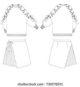 technical drawing sketch sweater skirt vector illustration 