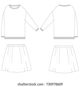 technical drawing sketch sweater skirt vector illustration 