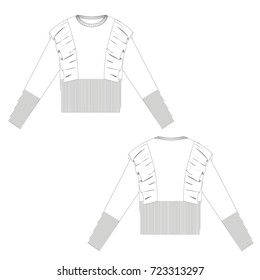 technical drawing sketch sweater  vector illustration 