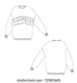 technical drawing sketch sweater vector illustration 