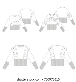 technical drawing sketch sweater vector illustration 