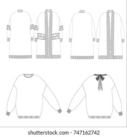 technical drawing sketch sweater vector illustration 