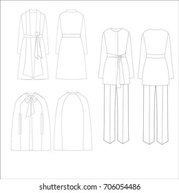 technical drawing sketch trousers jacket vector illustration 