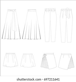 Technical Drawing Skirts Sketch Vector Illustration Stock Vector ...