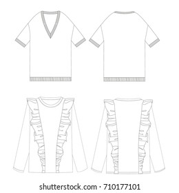 technical drawing sketch t-shirt vector illustration 