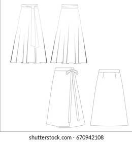 technical drawing skirts sketch vector illustration 