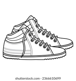 Technical drawing of a sleek shoe design